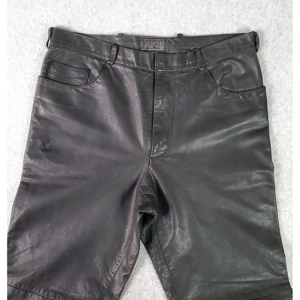 Vintage Versus Gianni Versace Leather Pants Fits 32x29 (Tag Sz 34) Black Italy - Picture 3 of 16